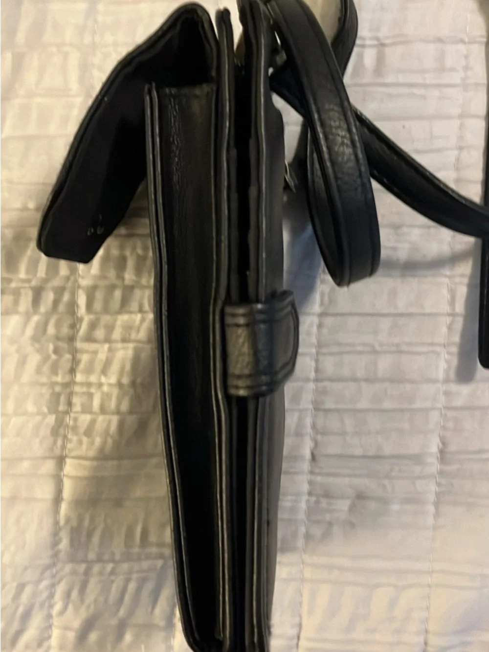 Black Leather Crossbody Phone Bag - Unbranded